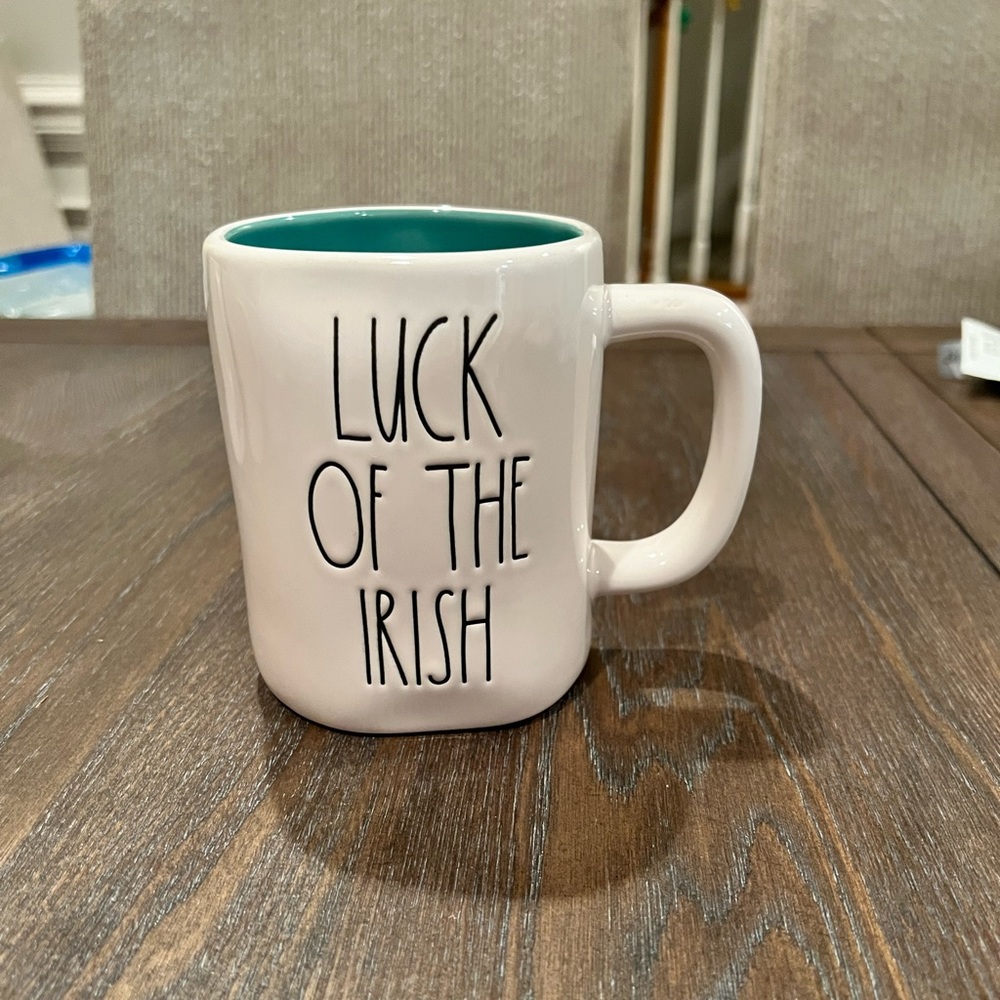 NEW! Rae Dunn “Luck of the Irish” mug with rainbow on other side!